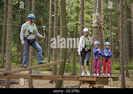 family trip to the climbing center Stock Photo