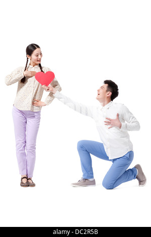 Retro couple expressing love Stock Photo