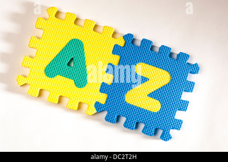 Interlocking foam letters 'A' and 'Z' Stock Photo