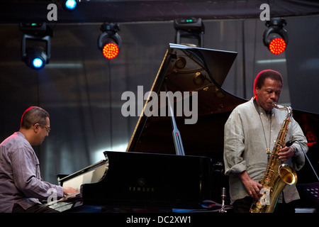 Danilo Pérez and Wayne Shorter (Wayne Shorter Quartet) performed at Warsaw Summer Jazz Days 2013 in Soho Factory, Warsaw Poland. Stock Photo
