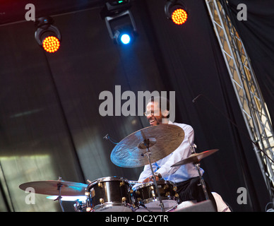 Brian Blade (Wayne Shorter Quartet) performed at Warsaw Summer Jazz Days 2013 in Soho Factory, Poland. Stock Photo
