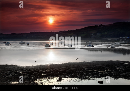 Sunset on the River Teign, Devon, UK Stock Photo