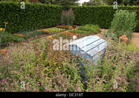 Herbs around beehive in kitchen garden, Geoff Hamilton's Barnsdale Gardens, Rutland, UK. Stock Photo