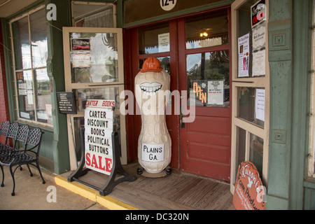 Main Street and former Carter Peanut Warehouse May 6, 2013 in Plains, Georgia. Stock Photo