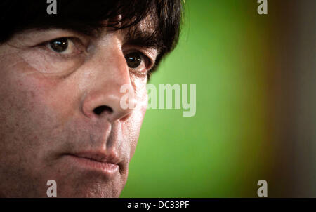 Frankfurt Main, Germany. 08th Aug, 2013. Head coach of the German national soccer team Joachim Loew attends a press conference at the headquarters of the German Football Association (DFB) in Frankfurt Main, Germany, 08 August 2013. Loew announced the squad for the international match against Paraguay. Photo: FRANK RUMPENHORST/dpa/Alamy Live News Stock Photo