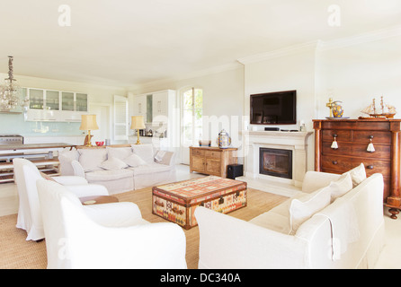 Luxury living room and kitchen Stock Photo