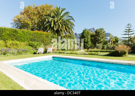 Luxury swimming pool and garden Stock Photo
