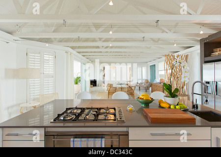 Luxury kitchen and dining room Stock Photo