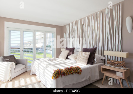 Sunlight in modern bedroom Stock Photo