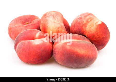 peaches flat group on white background Stock Photo