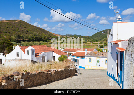 Small traditional portuguese houses in the village of Bordeira Algarve Costa Vicentina Portugal EU Europe Stock Photo