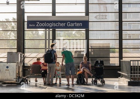Passengers waiting at Berlin Zoologischer Garten (Bahnhof Zoo) railway station - Berlin Germany Stock Photo