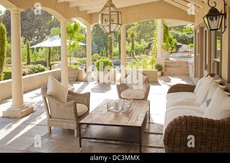 Luxury villa house and patio outdoor pergola sunroom, 3d render Stock ...