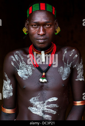 Bashada Tribe Man With Body Painting, Dimeka, Omo Valley, Ethiopia