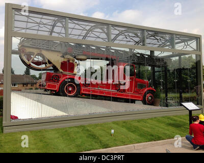 Leyland, Lancashire, Uk 8th August 2013.  Last Surviving Leyland 1938 TL Fire Engine, Named Norma, Unveiled for the first time in its new purpose built glass case as part of the Gateway Project in front of invited guests.  © Sue Burton/Alamy News Stock Photo