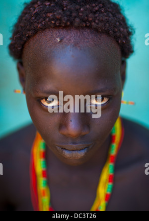 Hamer Tribe Teenager, Turmi, Omo Valley, Ethiopia Stock Photo