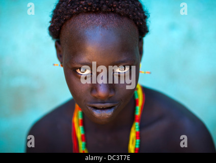 Hamer Tribe Teenager, Turmi, Omo Valley, Ethiopia Stock Photo