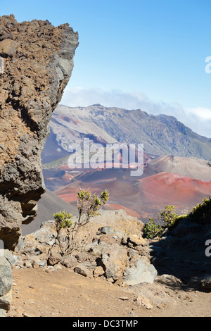 View inside the large Haleakala crater in Maui, Hawaii. Stock Photo