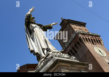 Statue of Girolamo Savonarola in Ferrara in Emilia-Romagna northern Italy Stock Photo