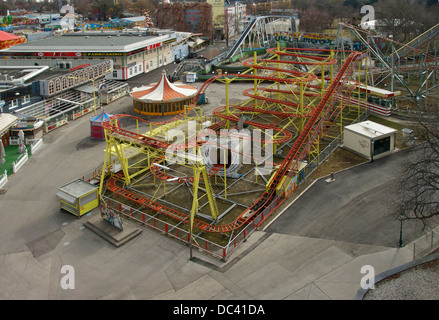 Roller coaster in Prater park, Vienna, Austria. Stock Photo