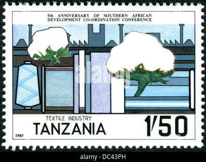 A stamp printed in Tanzania, is dedicated to 5th anniv. of the Southern Africa Development Coordination Conference Stock Photo