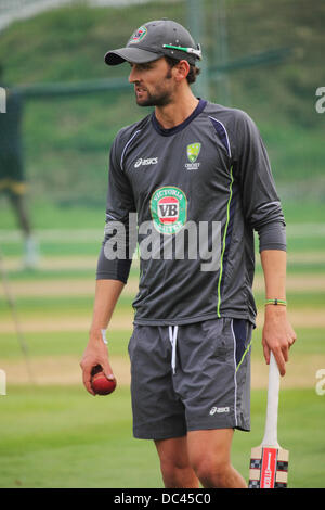 Durham, UK. 08th Aug, 2013. Nathan Lyon at Australia's training session at the Emirates Durham International Cricket Ground  in Chester-le-Street. The session was the final team practise ahead of the 4th Investec Ashes Test match between England and Australia. Credit:  Stuart Forster/Alamy Live News Stock Photo