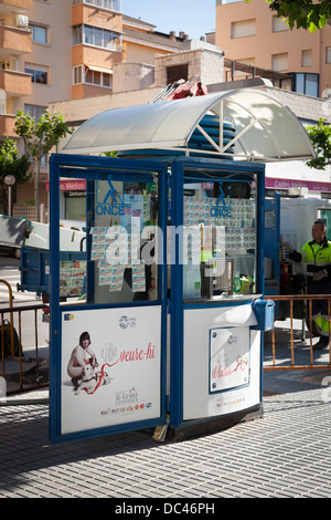 Spanish lottery booth in town centre Stock Photo