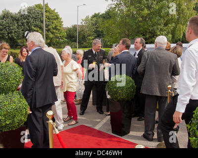 Leyland, Lancashire, UK 8th August 2013. Guests arriving for the the unveiling of the last surviving 1938 Leyland TL Fire Engine as part of the Leyland Gateway Project. © Sue Burton/Alamy News Stock Photo