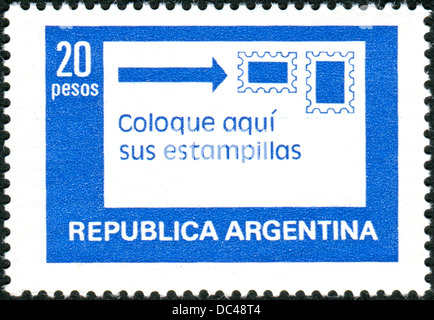 ARGENTINA - CIRCA 1978: A postage stamp printed in Argentina shows the right place sticking stamps, circa 1978 Stock Photo