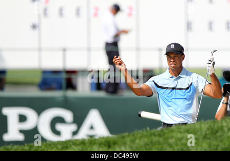 Oak Hill, Rochester, NY, USA. 08th Aug, 2013. Tiger Woods during the first round of the 95th PGA Championship at Oak Hill Country Club in Rochester, New York. Credit:  Action Plus Sports/Alamy Live News Stock Photo