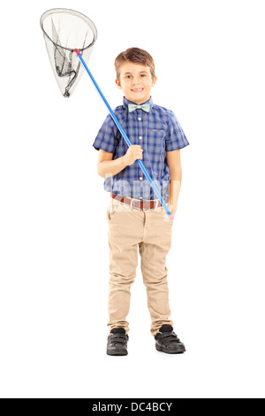 Full length portrait of a kid holding a butterfly net Stock Photo