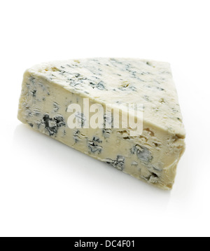 Wedge Of Blue Cheese On White Background Stock Photo