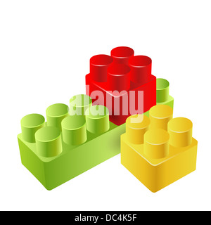 realistic toy blocks on white Stock Photo