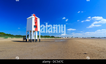 Wooden Lighthouse on the beach at Burnham On Sea, Somerset England UK Stock Photo