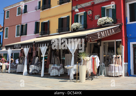 Emilia's lace shop on the Burano Island, Isola di Burano Stock Photo