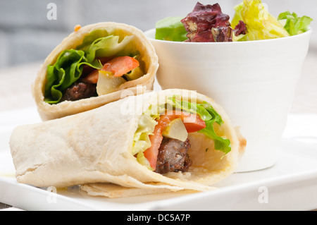 kafta shawarma chicken pita wrap roll sandwich traditional arab mid east food Stock Photo