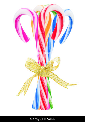 Bundle Of Colorful Candy Canes On White Background Stock Photo