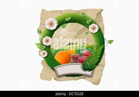 illustration template of name tag featuring fruits Stock Photo