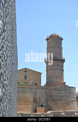 Mucem museum 'Musée des Civilisations de l'Europe et de la Méditerranée' and fort Saint Jean Marseille Bouche-du-Rhone France Stock Photo