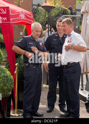 Leyland, Lancashire, UK 8th August 2013. Leyland Firefighters at  the Unveiling of the last surviving 1938 Leyland TL Fire Engine by Norma after who the fire engine was named. © Sue Burton/Alamy News Stock Photo