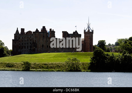 Linlithgow Palace photographed from across the loch (lake) in West Lothian, Scotland. Stock Photo