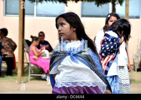 Young women of the Salt River Maricopa-Pima tribes dancing at the Cupa Days Festival on the Pala Indian Reservation Stock Photo