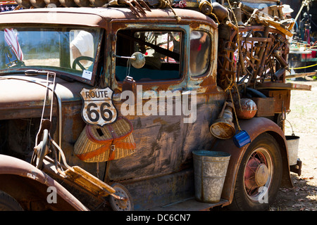 Humorous replica of old truck used by Oakies to travel to California. Stock Photo