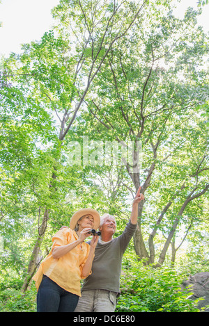 USA, New York, New York City, Central Park, Senior couple in park Stock Photo