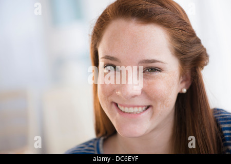 Portrait of smiling teenage girl (14-15) Stock Photo