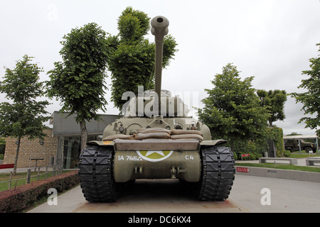American Sherman tank 'Channel Blues', exhibit at The Airborne Museum Sainte Mere Eglise France Stock Photo