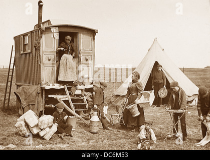 Rural Gypsy encampment Victorian period Stock Photo