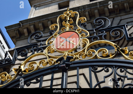 Iron gate outside St. Mary Woolnoth church in Lombard Street, City of London, London, UK. Stock Photo