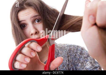 portrait teenager girl on a white background Stock Photo