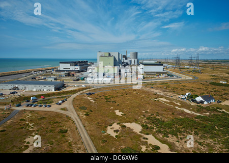 View of the Nuclear Power Station from the top of the Dungeness Lighthouse Kent UK Stock Photo